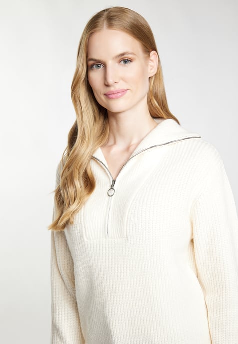 Dreimaster Strickpullover Damen Wollweiß - Image 5