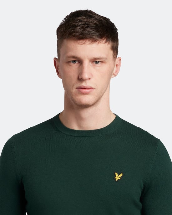 Lyle & Scott Baumwolle Merino Rundhalspullover in Grün - Image 4