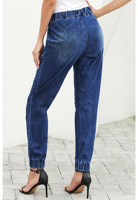 – Jogginghose mit Kordelzug und Taschen für Damen in Blau - Image 6
