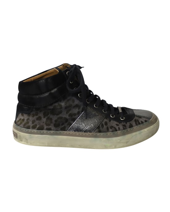 Jimmy Choo Belgravia Leoparden Hohe Sneakers aus mehrfarbigem Leder - Image 1