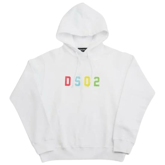 Dsquared2 Mehrfarbiger weißer Kapuzenpullover mit DSQ2-Logo - Image 1