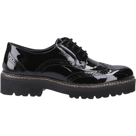 Pod Kortney Kunstleder Damen Schwarz Lack Brogues Schuhe - Image 5