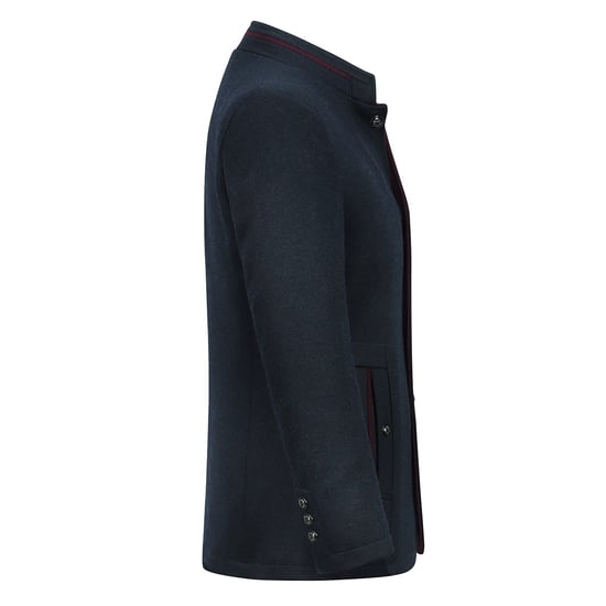 Herren Kurzmantel Slim Fit mit Stehkragen Business Casual Wollmantel Blau - Image 2
