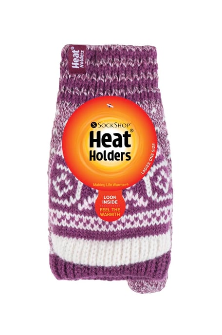 Ladies Warm Fairisle Patterned Thermal Fingerless Converter Handschuhe - Image 2