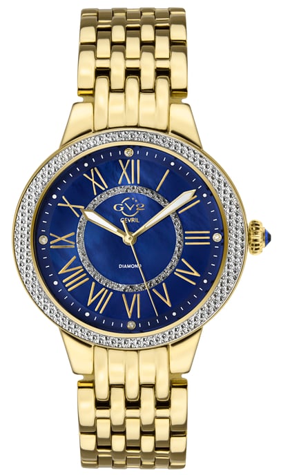 GV2 Astor II Swiss Quartz Diamond Women's Blue MOP Dial