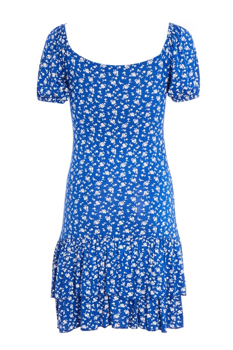 Blue Floral Puff Sleeve Dress