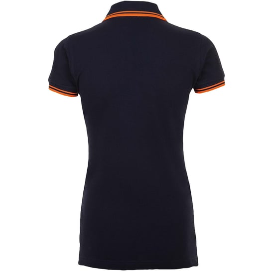 SOLS Damen/Damen Pasadena Tipped Kurzarm-Pique-Poloshirt (French Navy/Neon Orange) - Image 2