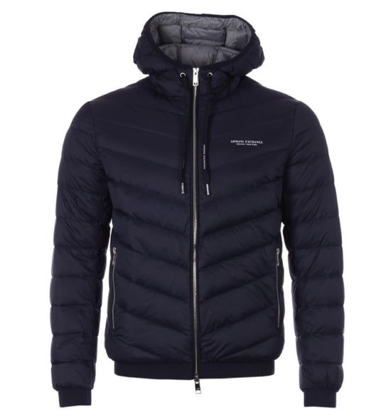 Armani Exchange Milano/New York Logo Herren Kapuzen-Steppjacke - Image 1