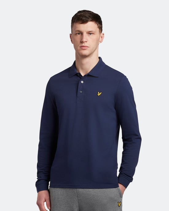 Lyle & Scott Langärmeliges Poloshirt in Navy - Image 1