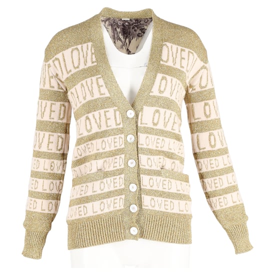 Gucci Loved Oversized Lurex-Cardigan aus goldener Wolle - Image 4