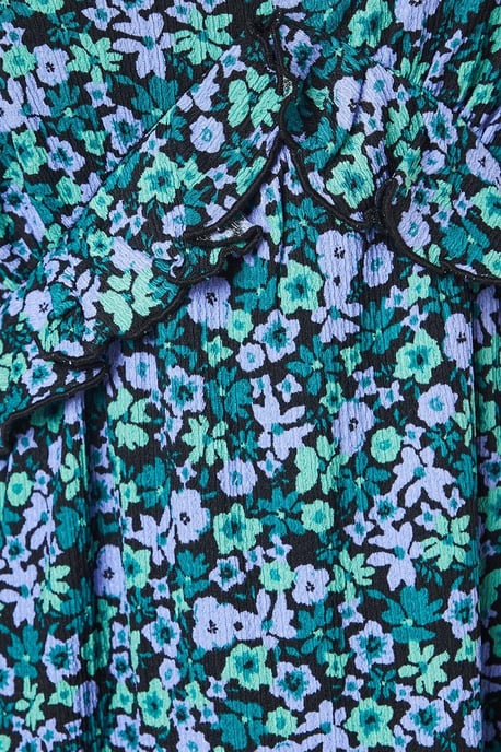 Tall Blue Ditsy Ruffle Front Midi Dress - Image 5