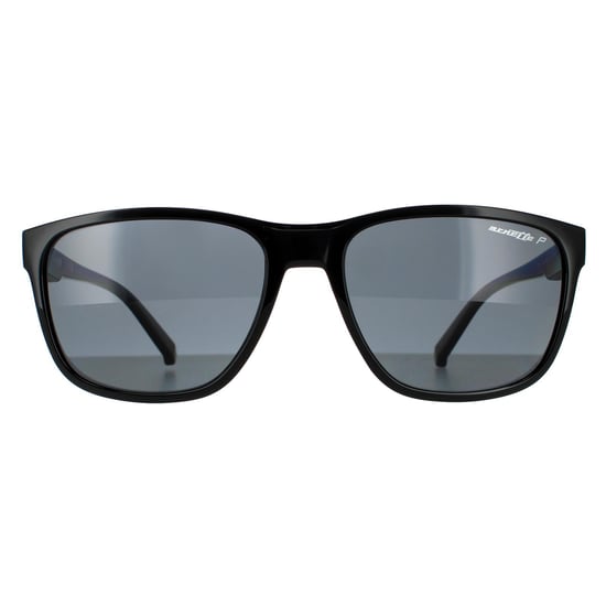 Arnette Rectangle Mens Shiny Black Dark Grey Polarized Sonnenbrillen - Image 1