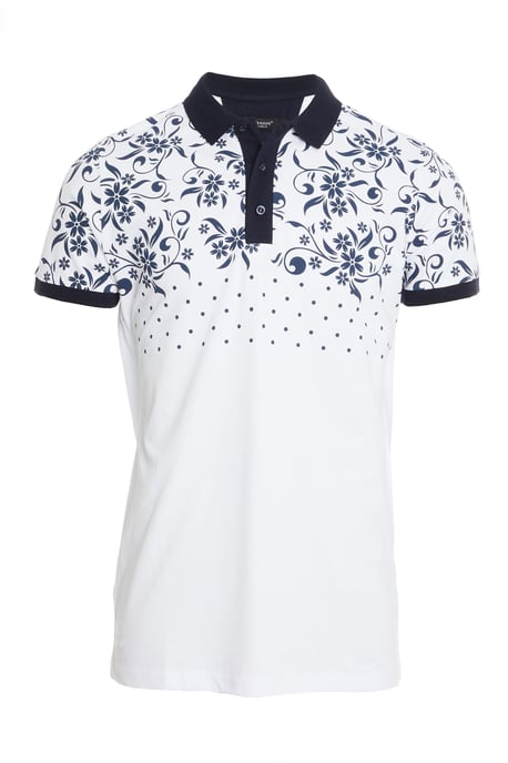 Floral and Spots Polo in White