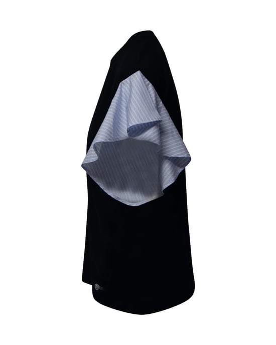 Burberry Gestreifter Rüschensleeve Oversized T-Shirt aus schwarzer Baumwolle - Image 2