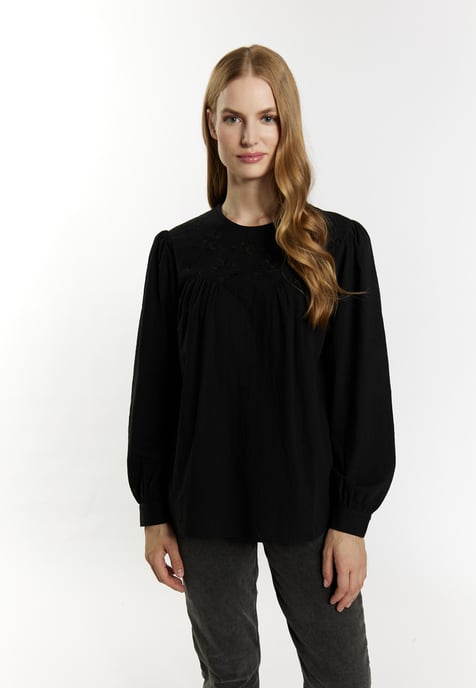 Dreimaster Langarmbluse Damen schwarz - Image 3