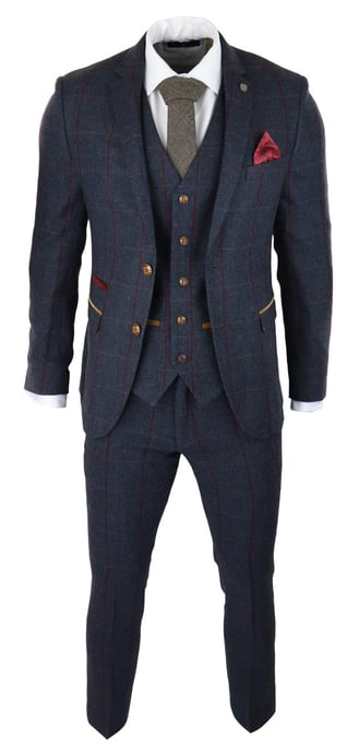 Herren Hahnentritt Tweed Anzug 3-teilig Marineblau Peaky Blinders 1920er Jahre Maßgeschneiderte Passform - Image 2