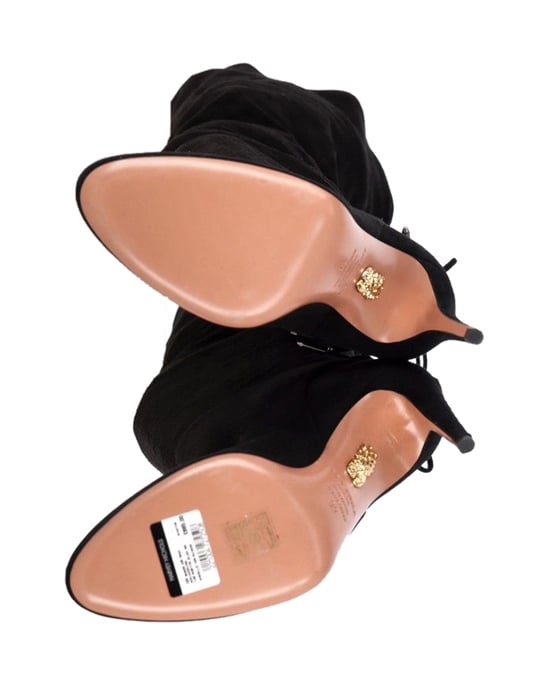 Aquazzura Giselle Overkneestiefel aus schwarzem Wildleder - Image 3