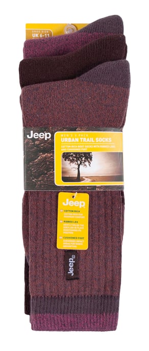 Herren Walking Boot Socken | Jeep Luxury Terrain Socken | Atmungsaktiv gerippt Design Freizeit Socken, Ideal für Wandern und Walking - Braun / Erde - Image 2
