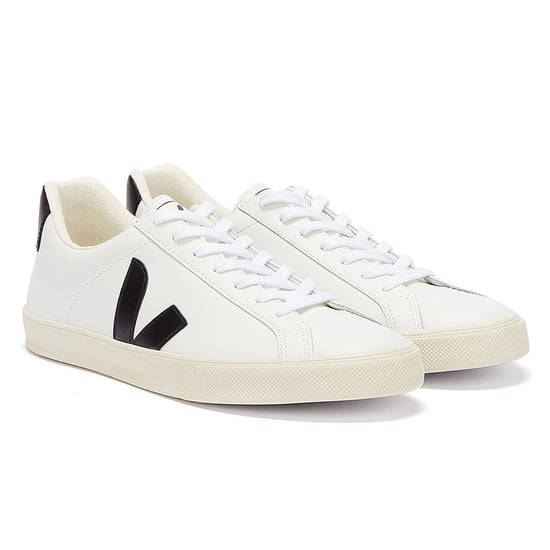 Veja Esplar Leder Womens Trainers - (Extra Weiß / Schwarz) - Image 1
