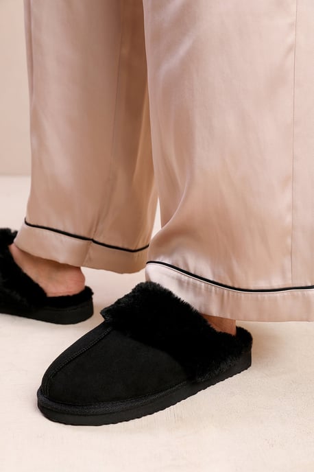 Wheres That From Womens 'Comfort' Slip On Slippers With Fur Trim