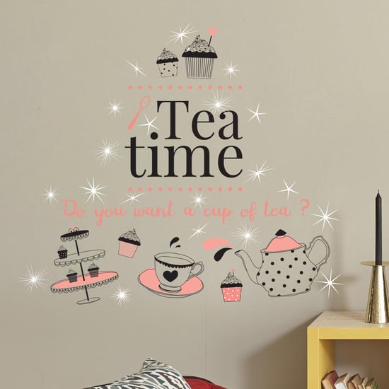Combo of Coffee or Tea Time and Swarovski crystals Wall Stickers, Kitchen, Bathroom, Living room, Self-adhesive, Decal, Decoration, DIY