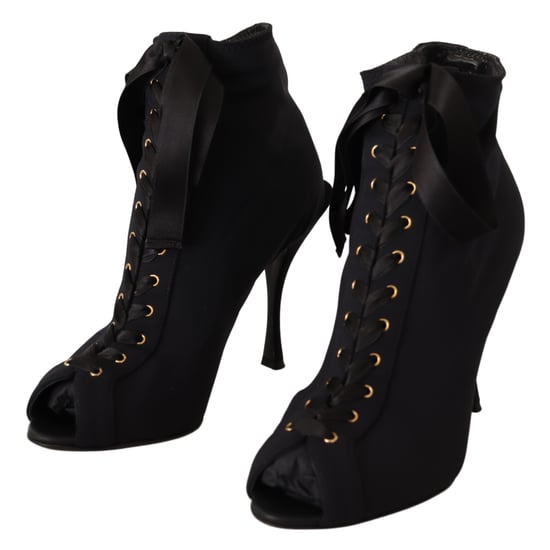 Dolce & Gabbana Damen Schwarz Stretch Kurzstiefel Schuhe - Image 5