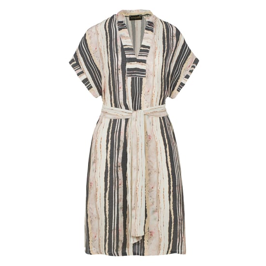 Ärmelloses Kleid mit Streifendruck und Seitenschlitzen - Image 1