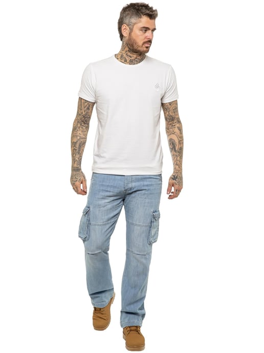 Enzo | Herren Cargo Combat Jeans - Hellblau - Image 5