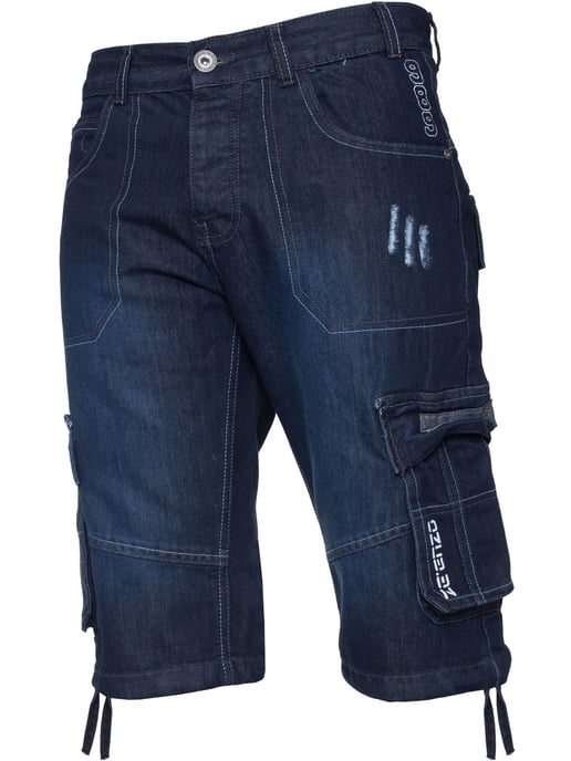 Enzo Herren Cargo Combat Denim Shorts - Image 1
