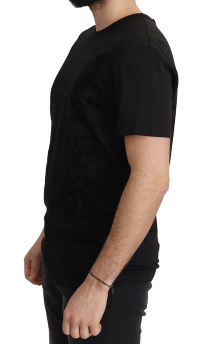 Dolce & Gabbana Schwarzes DG Baroque Baumwolle Rundhals T-Shirt für Herren - Image 4