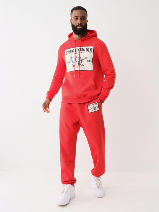 Relaxed Ladder Applique Jogger in Red