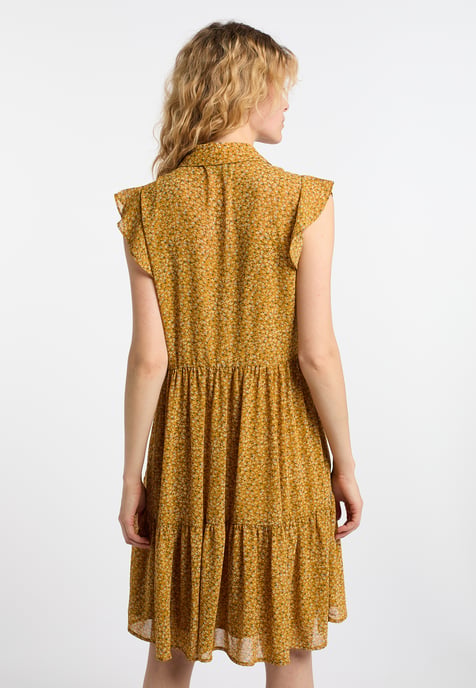 Dreimaster Blusenkleid Damen Dunkelgelb Mehrfarbig - Image 4