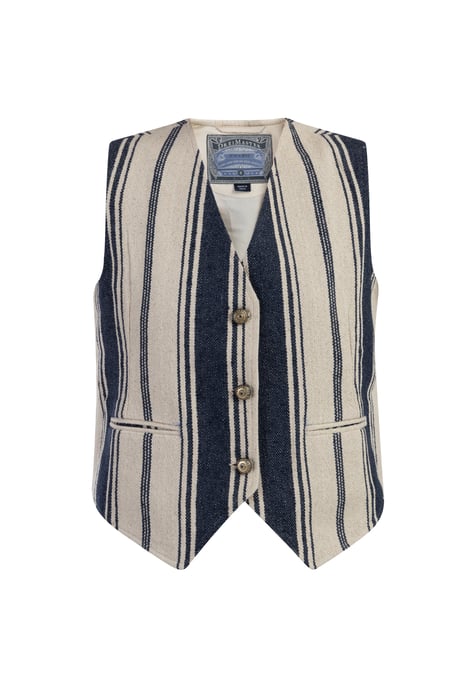 Dreimaster Weste Damen Dunkelmarine Wollweisser Streifen - Image 1