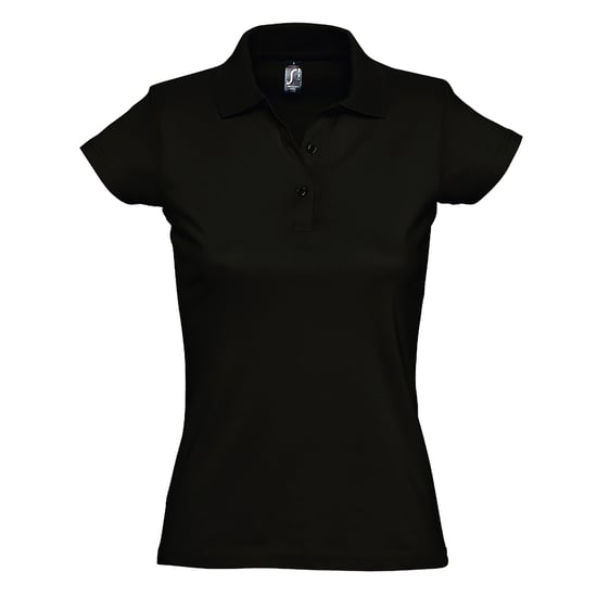 SOLS Womens/Ladies Prescott Kurzarm-Jersey-Poloshirt (Deep Black) - Image 1