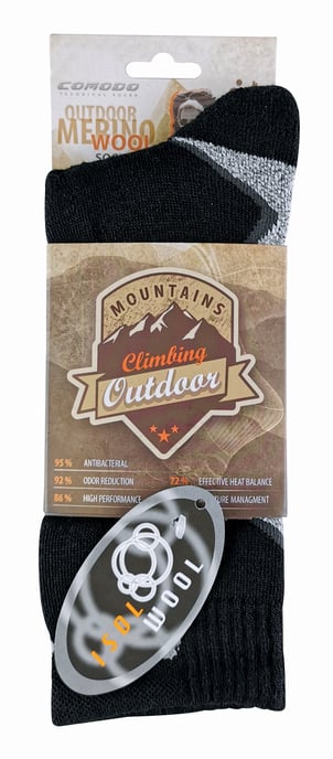 COMODO - Chaussettes Chaudes Laine Merinos 1 Paire Hiver Homme Femme - Noir - Image 2