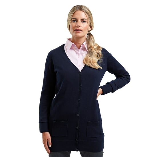 Premier Damen/Damen Langarm Strickjacke mit V-Ausschnitt (Marine) - Image 2
