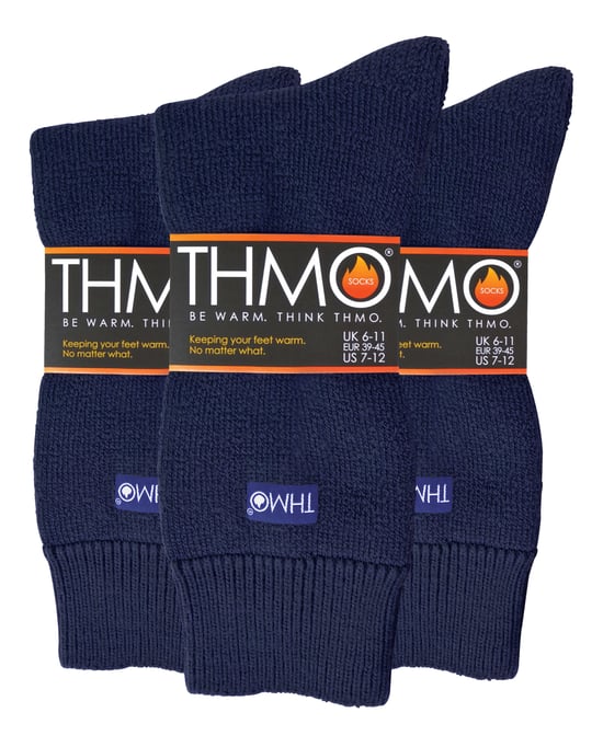 THMO - 3 Paar Herren Fleece-gefütterte Hausschuhsocken mit Greifern - Navy - Image 2