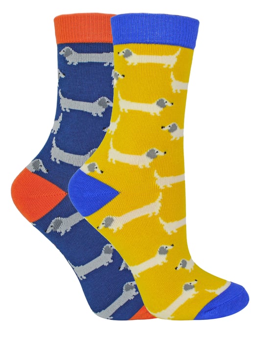 Herr Heron - 2 Paar Socken aus Bambus mit Tiermuster - Wursthunde - Image 1