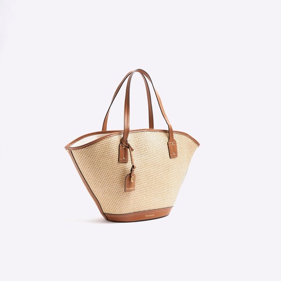 River Island Womens Tote Bag Brown Raffia Lace Up