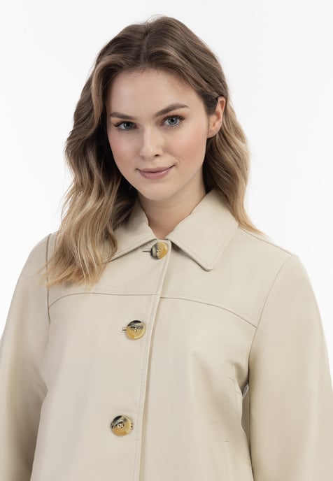 Dreimaster Lederjacke Damen Wollweiß - Image 5