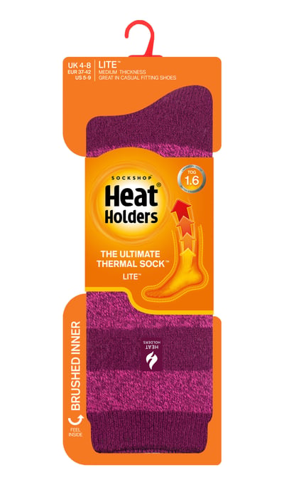 Heat Holders Lite - Isolierte Thermosocken für Damen | Mehrere Designs einschließlich Argyle Streifen Herzen Sterne | Warme Socken für den Winter - Deep Fuchsia/ Berry (Bologna) - Image 2