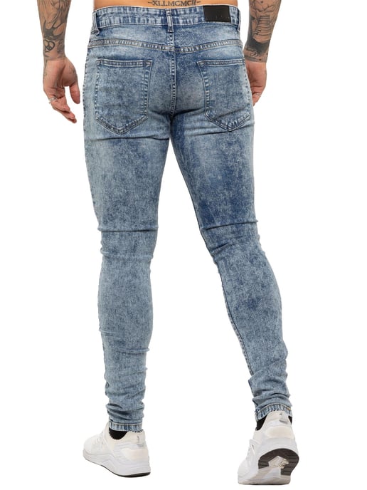 Enzo | Herren Skinny Stretch Ripped Jeans - Hellblau - Image 3