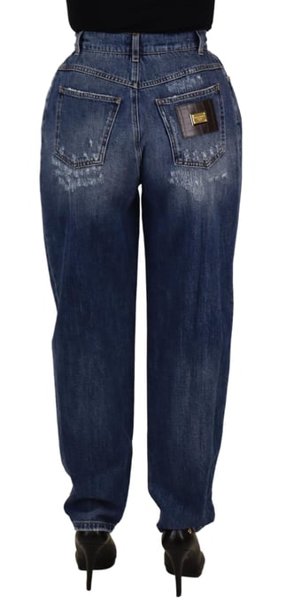 Dolce & Gabbana Blau Gefärbte Hohe Taillenlockere Damenhose - Image 2