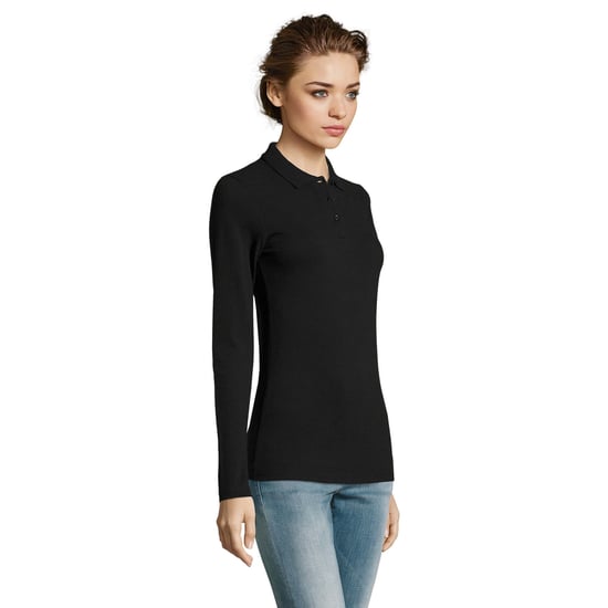 SOLS Womens/Ladies Perfect Langarm-Piqué-Poloshirt (Schwarz) - Image 6