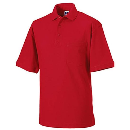 Russell Herren 100% Baumwolle Kurzarm-Poloshirt (Klassisch Rot) - Image 5