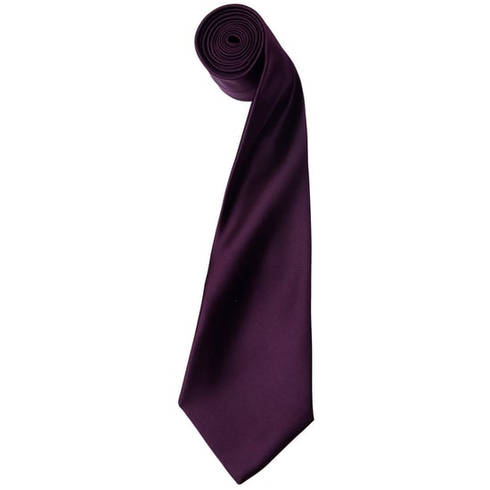 Premier Mens Plain Satin Krawatte (schmale Klinge) (2er-Pack) (Aubergine) - Image 1