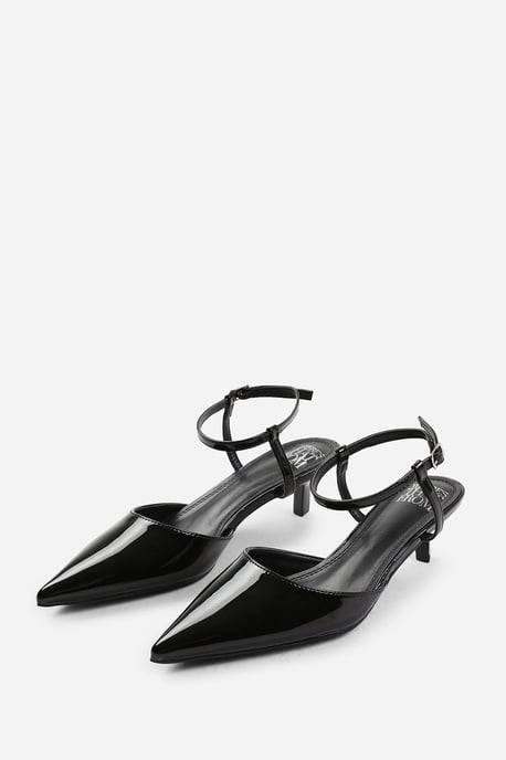 Wheres That From Womens 'Greece' Wide Fit Low Kitten Heels Pointed Toe Ankle Strap