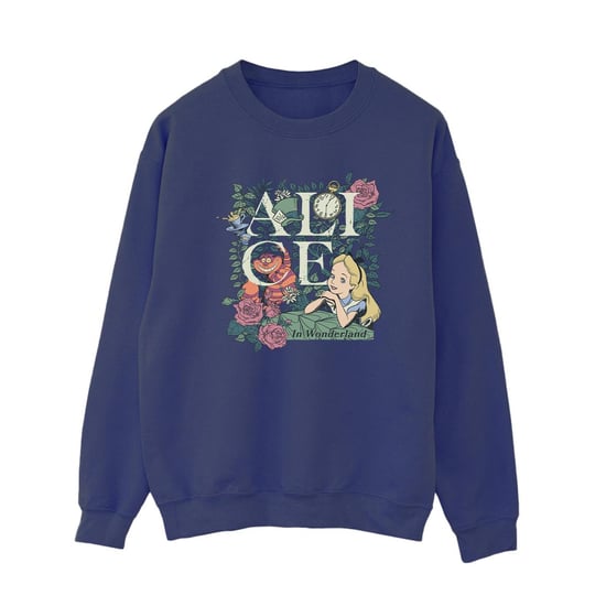 Disney Womens/Ladies Alice In Wonderland Leafy Garden Sweatshirt (Navy Blue)