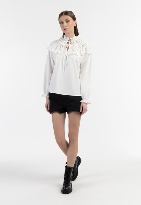 Dreimaster Bluse Damen Wollweiß - Image 2