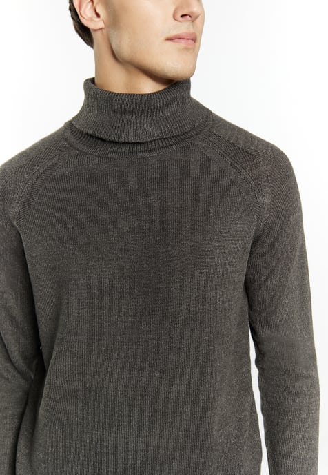 Mo Rollkragenpullover Herren Dunkelgrau Melange - Image 5